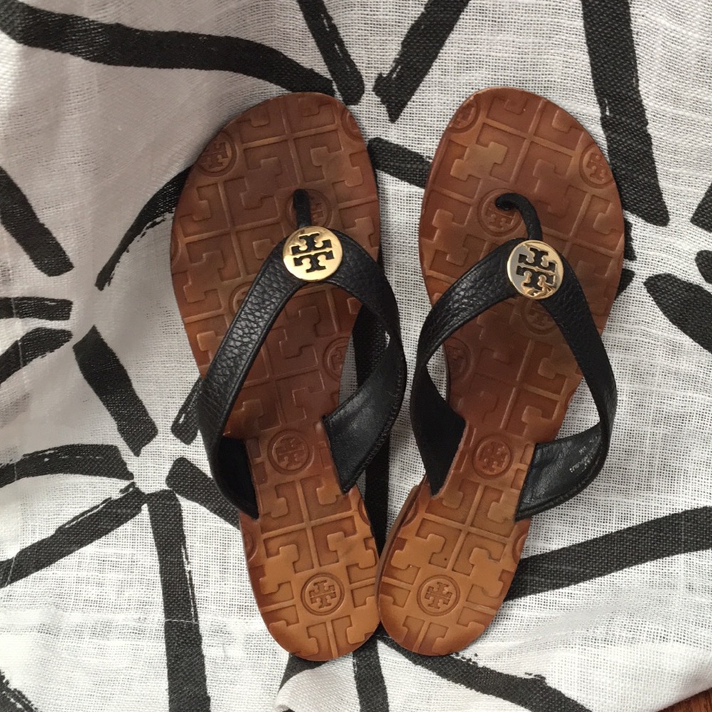 Tory Burch Monroe Thong Sandal Black Leather S 5